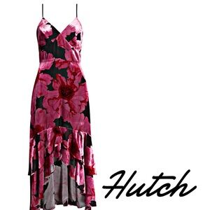 NWOT Sample Hutch Floral Velvet Burnout High-Low Dress Pink Black Estimate Sz. 4